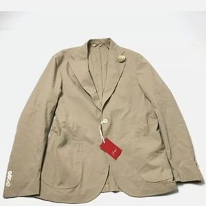 Gegge’ Men's Cotton Jacket Blazer Size 50 US 40 Tan Beige Pockets Casual Italy